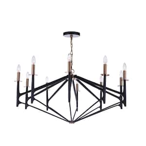 The Reserve 10-Light Flat Black/Painted Nickel Finish Transitional Chandelier for Kitchen/Dining/Foyer, No Bulb Included