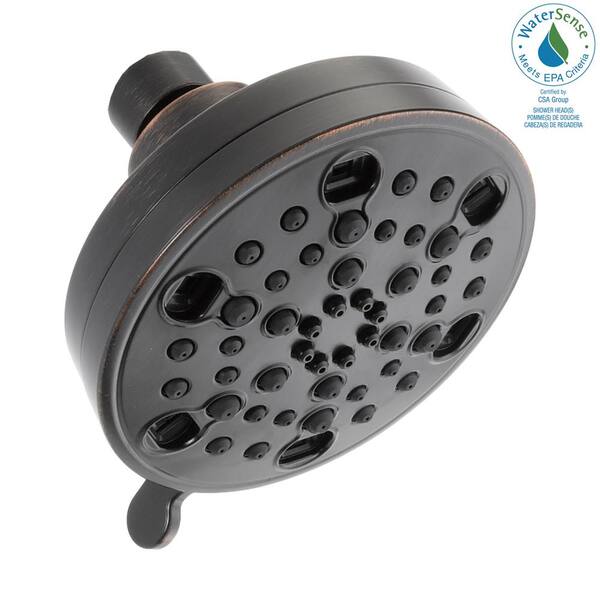 Delta 5-Spray Patterns 1.50 GPM 4.19 in. Wall Mount Fixed Shower Head with H2Okinetic in Venetian Bronze