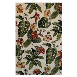 Kai Ivory 5 ft. x 8 ft. Tropical Hand-Tufted Wool Area Rug