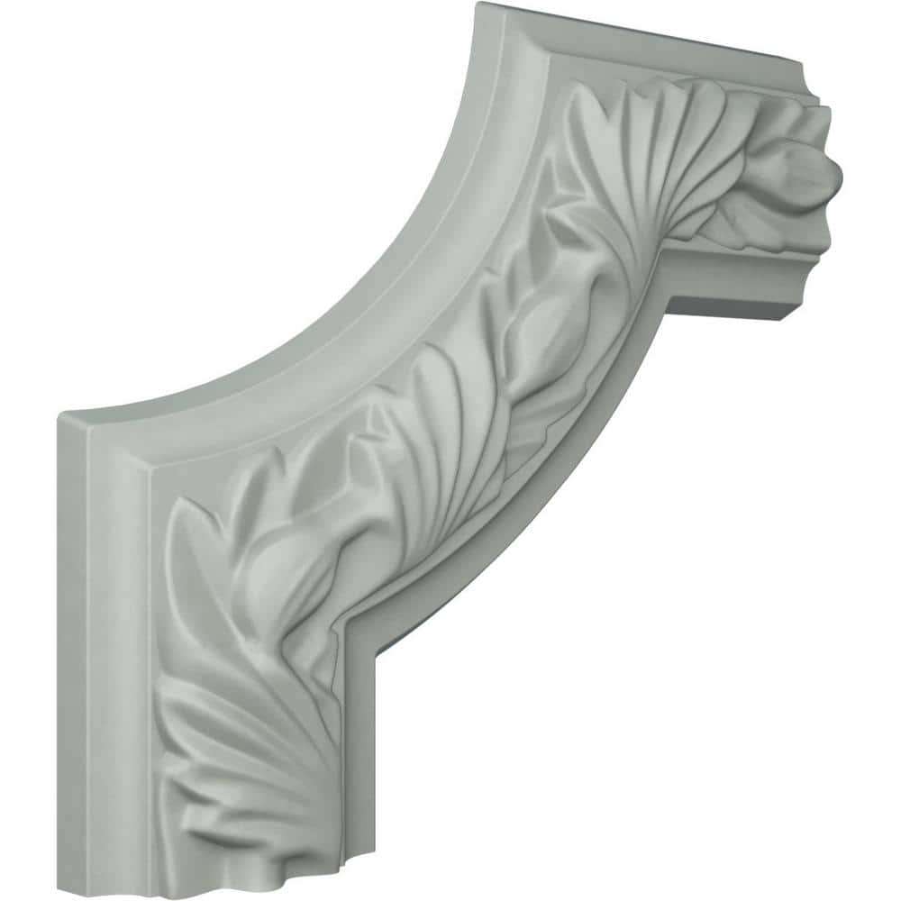 6" White Polyurethane Running Leaf Crown Moulding Corner