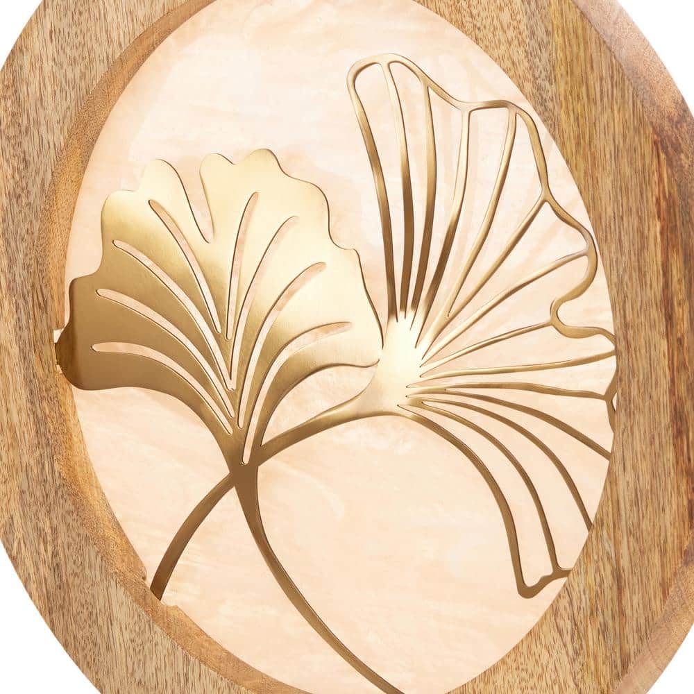 Amber and Gold Stained Glass Panel with Mango Wood Stand