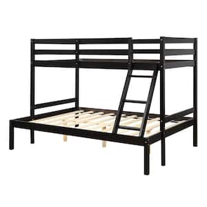 Brown Twin Over Full Bunk Bed Daybed with Guardrail