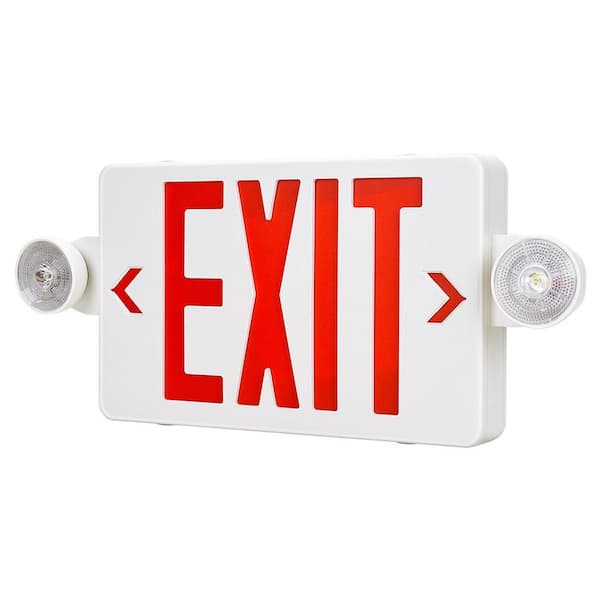 15-Watt Equivalent Integrated LED White Red Exit Sign and Emergency Light Combo with Battery Backup 1-Pack