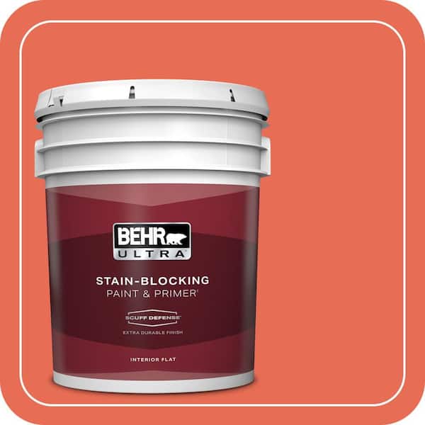 BEHR ULTRA 5 gal. #190B-6 Wet Coral Extra Durable Flat Interior Paint & Primer