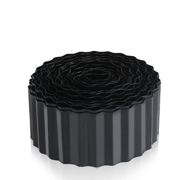 6 in. H x 600 in. L x 0.01 in. W Metal Corrugated Garden Edging, Flexible Bender Border, Black