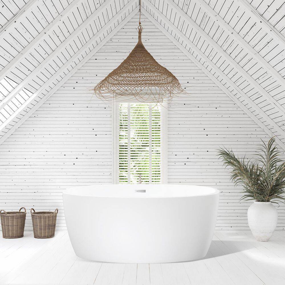 Jolie 55'' White Freestanding Acrylic Soaking Bathtub