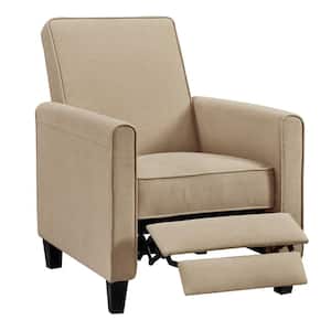 Mocha, Push Back Recliner Chairs, Breathable Linen Recliner with Adjustable Footrest, Small Recliners