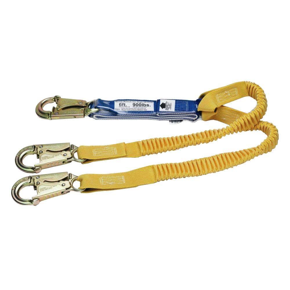 Werner - C441100 - DeCoil Stretch Twinleg Lanyard, 6'L, Snaphooks