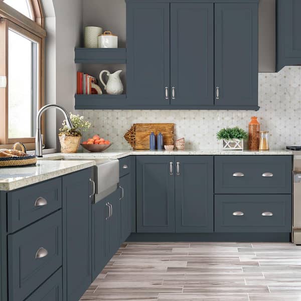 1 gal. #N480-7 Midnight Blue Semi-Gloss Enamel Interior/Exterior Cabinet, Door & Trim Paint