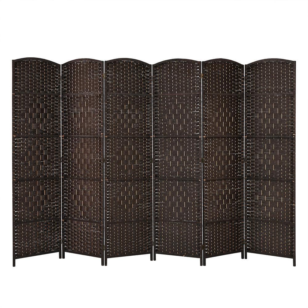 Costway 6 ft. Brown Room Divider Weave Fiber Folding Privacy Screen (6 ...