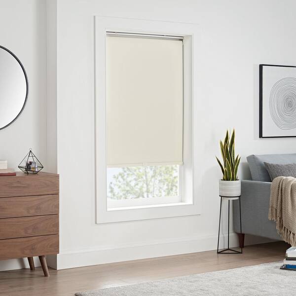 Eclipse Arbor Ivory Solid Polyester 27 in. W x 72 in. L Blackout Single Cordless Roller Shade