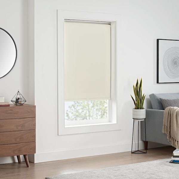 Eclipse Arbor Ivory Solid Polyester 45 in. W x 72 in. L Blackout Single Cordless Roller Shade