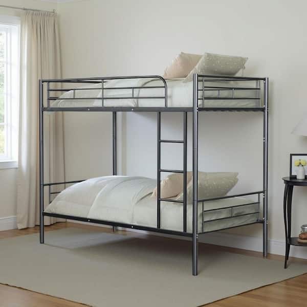 Transitional Twin Over Twin Bed with Attached Ladder and Drawers, Brown main image 0