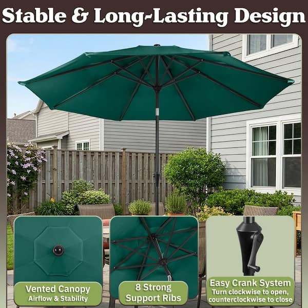 9 ft patio umbrella with fringe Collins ft. Classic Cottage Tassel Market Umbrellas by BrylaneHome Color:Black/Yellow 10' Round Sunbrella Cast Shape_Half-Circle