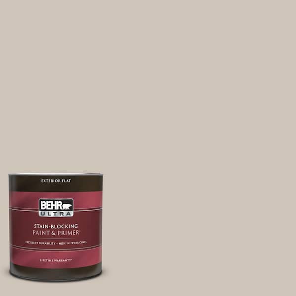 BEHR ULTRA 1 qt. #ICC-89 Gallery Taupe Flat Exterior Paint & Primer