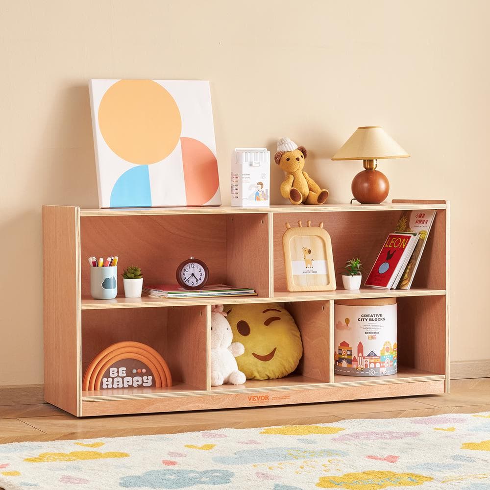 Brown Wooden Kids Toy Storage Organizer with Cubes