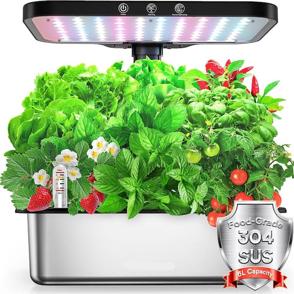 19.7 Inch Adjustable Height Hydroponic Growing System with 15 Pods, Full Spectrum LED Grow Light and Silent Pump