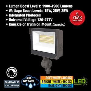 100-Watt Equivalent Bronze Integrated LED Flood Light Adjustable 1900-4900 Lumens and CCT with Photocell