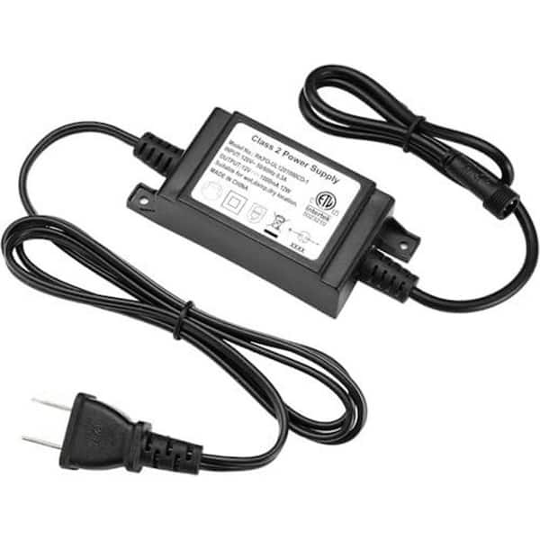 Unbranded 12-Volt 12-Watt DC Power Adapter with US Plug for LED Deck Lights  IP67 Waterproof PC Material Indoor/Outdoor Use 27ISA05631