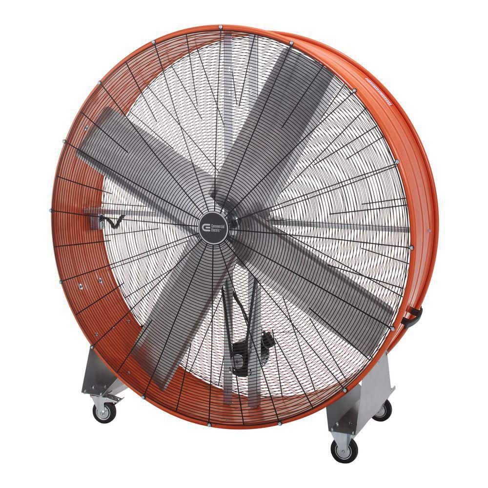 Commercial Electric 60 in. 2-Speed Drum Fan in Orange with Wheels