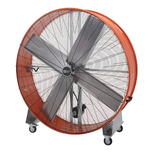 60 in. 2-Speed Heavy Duty Industrial Drum Fan in Orange with Rust-Resistant Grilles and Built-In Wheels