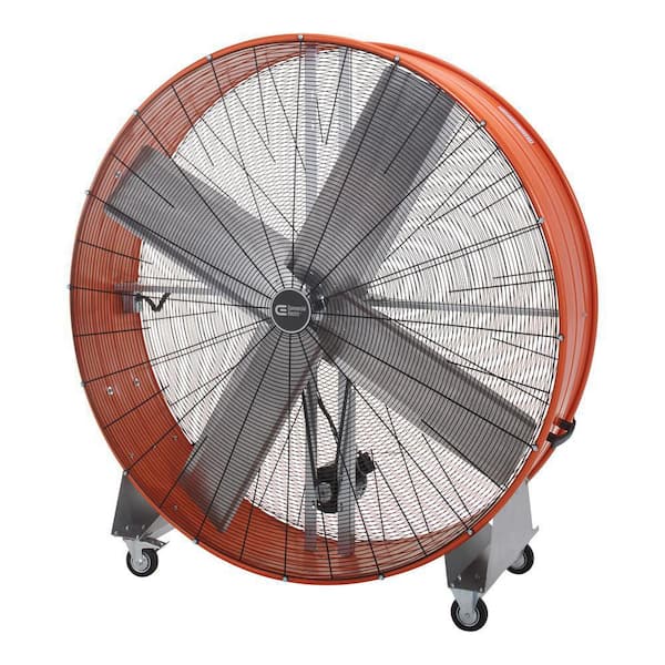 60 in. 2-Speed Drum Fan in Orange with Wheels and Built-in Handles