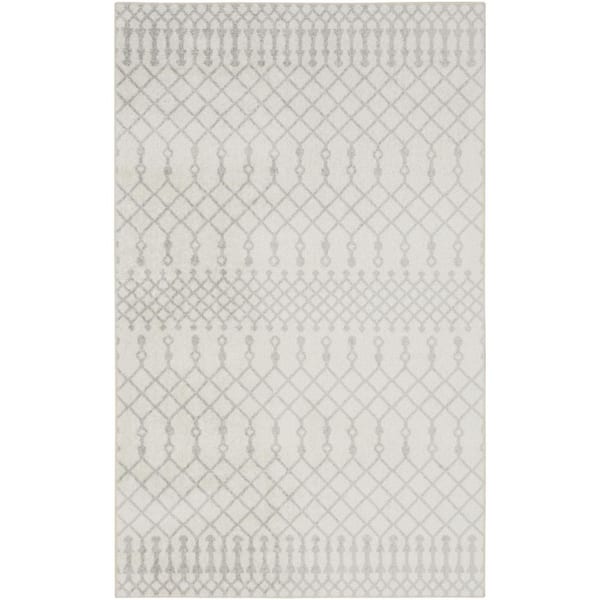 3 ft. x 5 ft. Gray And Ivory Moroccan Washable Area Rug