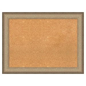 Elegant Brushed Bronze Natural Corkboard 33 in. x 25 in. Bulletin Board Memo Board