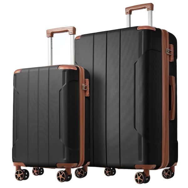Merax Black Brown Lightweight 2-Piece Expandable ABS Hardshell