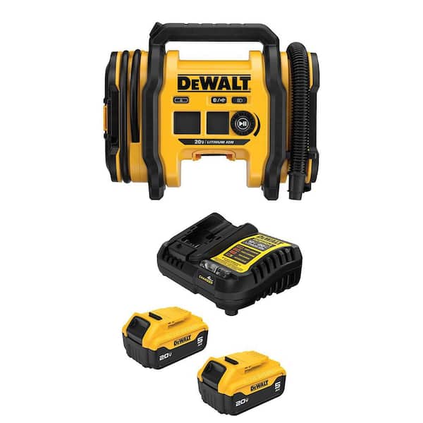 20V MAX Lithium-Ion Cordless Electric Portable Inflator with (2) 5.0 Ah Batteries and Charger