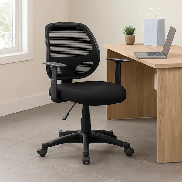 Maya Mesh Rolling Task Chair in Black Arms