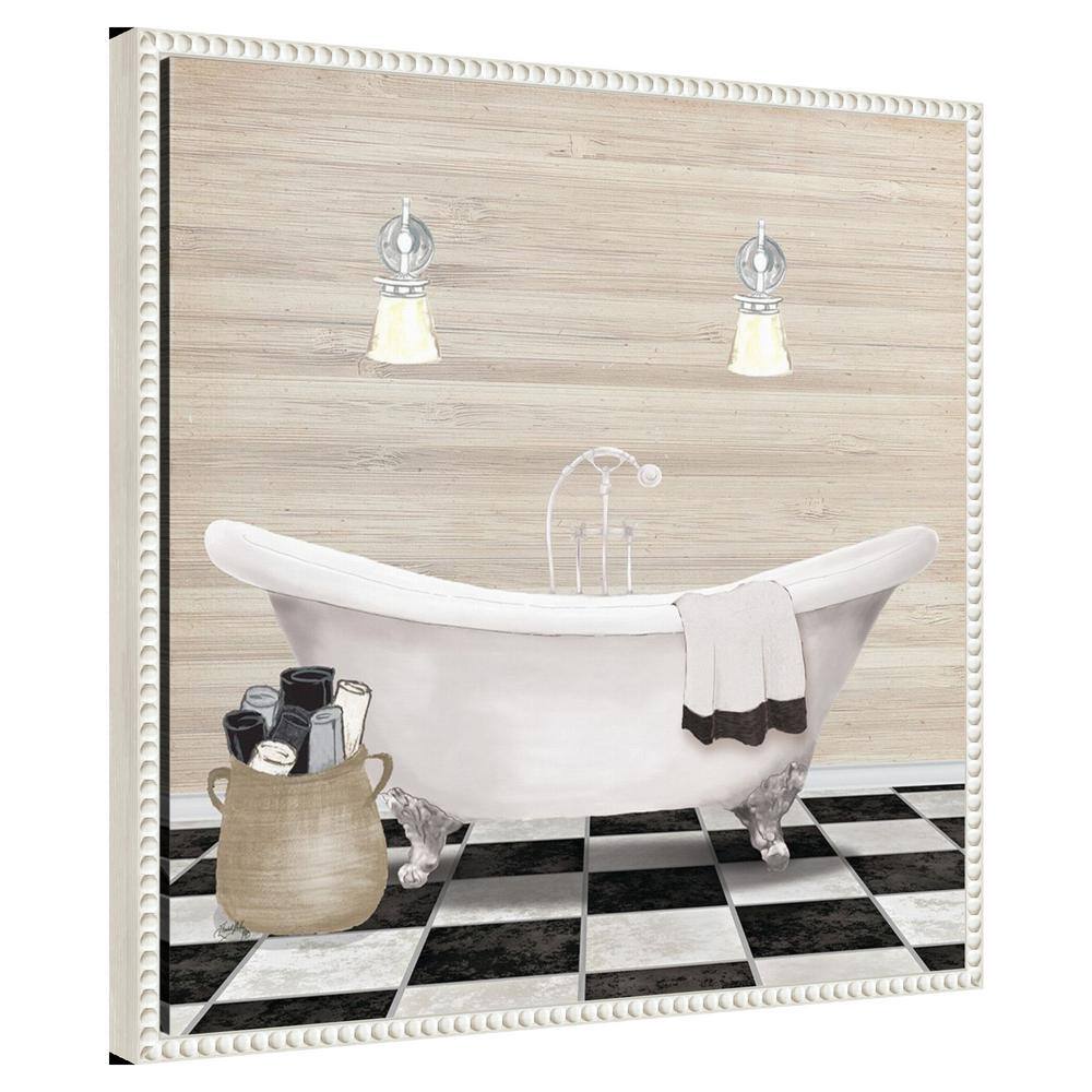 Elizabeth Medley Bathroom Scene White Canvas Wall Art with Floater Frame