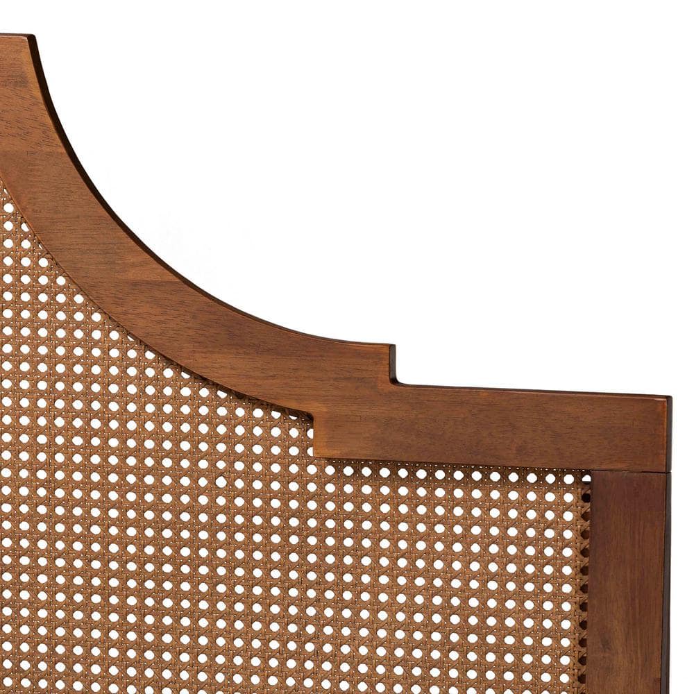 Francine Mid-Century Modern King Bed with Woven Rattan Headboard
