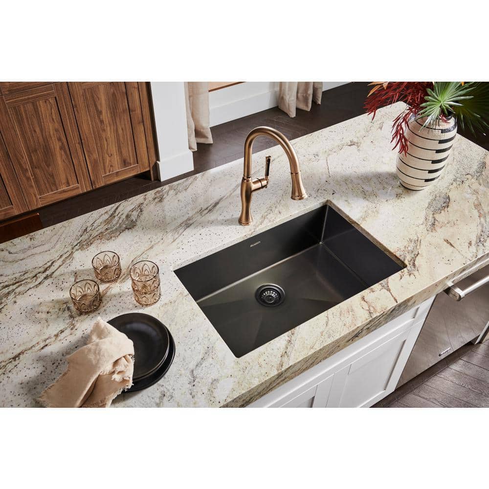 Ruvati 35-Inch Matte Black Stainless Steel Single Bowl Kitchen Sink