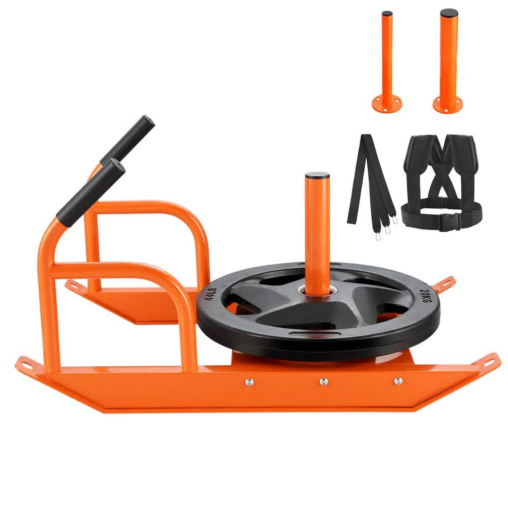 VEVOR Weight Training Pull Sled with Handle Steel Power Sled Workout Equipment Suitable for 1 in. and 2 in. Weight Plate