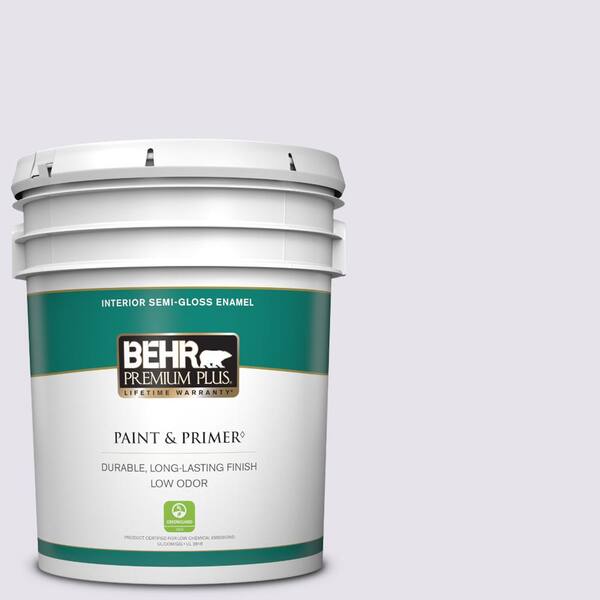 BEHR PREMIUM PLUS 5 gal. #640A-1 Soft Iris Semi-Gloss Enamel Low Odor Interior Paint & Primer