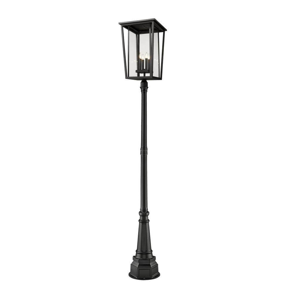 Seoul 4Light Black 113 in. Aluminum Hardwired Outdoor Weather