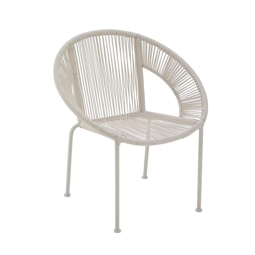 Luxe Modern White Woven Rattan Outdoor Dining Chair