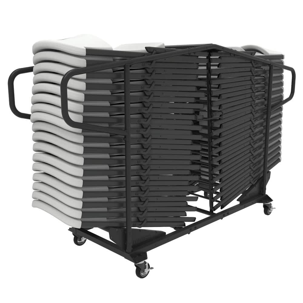 Black Steel Folding Chair Utility Cart for 34 Chairs