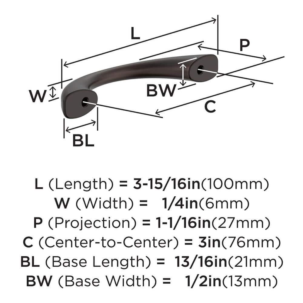 Vaile 3-Inch Oil-Rubbed Bronze Cabinet Pull with Mounting Hardware