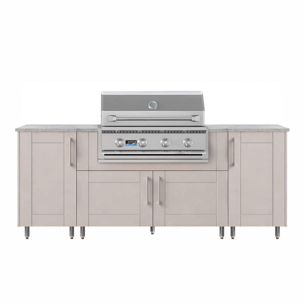 Golden Sky 86.5 in. W 4-Burner Propane Grill Island in Stainless Steel Sanibel Shoreline Gray with Trashcan Pull-Out price history on PriceWatchPro