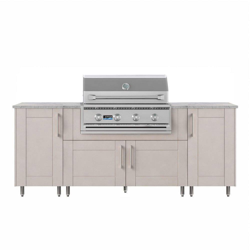 Golden Sky 86.5 in. W 4-Burner Propane Grill Island in Stainless Steel Sanibel Shoreline Gray with Propane Cabinet price history on PriceWatchPro