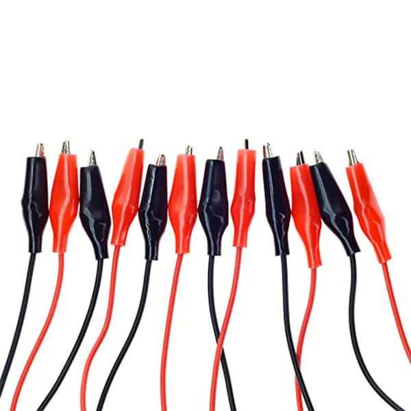6-Piece Series 100cm Long Alligator Clips with Wires Test Cable Red Black Adhesive Design for Electrical Projects