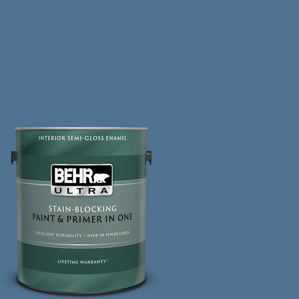 BEHR ULTRA 1 gal. #UL240-19 Laguna Blue Semi-Gloss Enamel Interior Paint and Primer in One