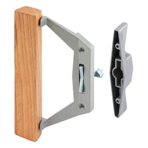 Gray Diecast Sliding Door Handle with Wood Pull