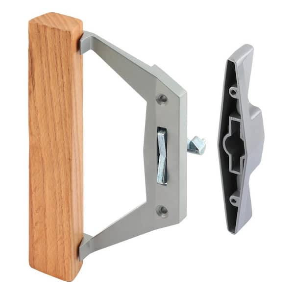 Prime-Line Gray Diecast Sliding Door Handle with Wood Pull