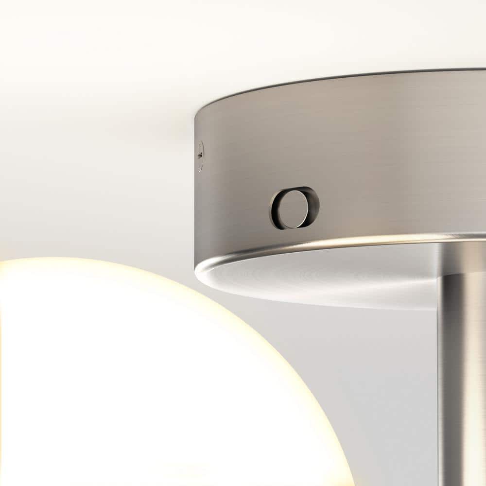 Modern Brushed Nickel 3-Globe LED Flush Mount Ceiling Light