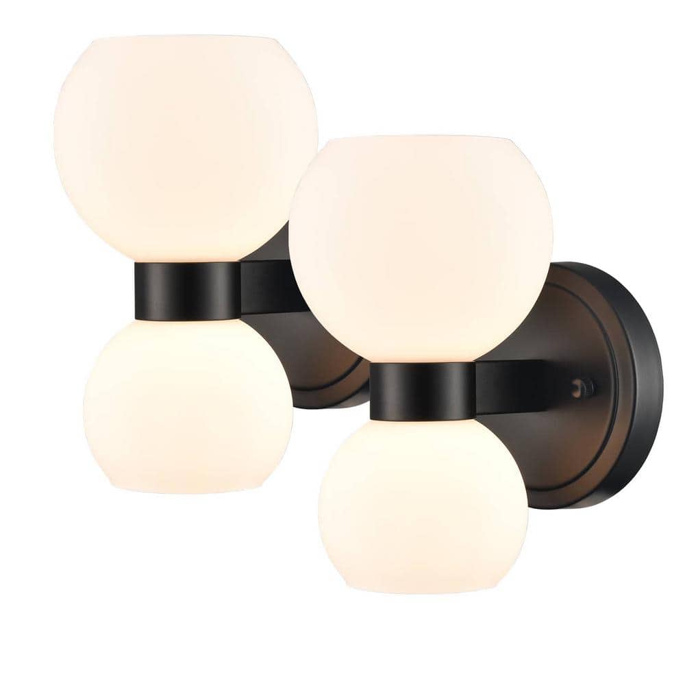 4.92 in. 4-Light Black Vanity Light with Frosted Glass Shade price history on PriceWatchPro