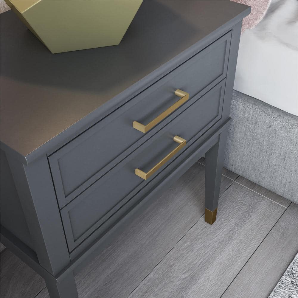 Cosmopolitan Westerleigh Graphite Gray Square End Table with Gold Accents
