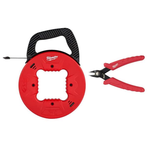 25 ft. x 1/4 in. Steel Fish Tape with Low Profile Tip and 5 in. Mini Flush Cutting Pliers with Comfort Grip